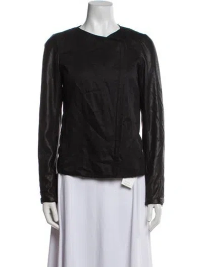 Pre-owned Vince Linen Biker Jacket In Black