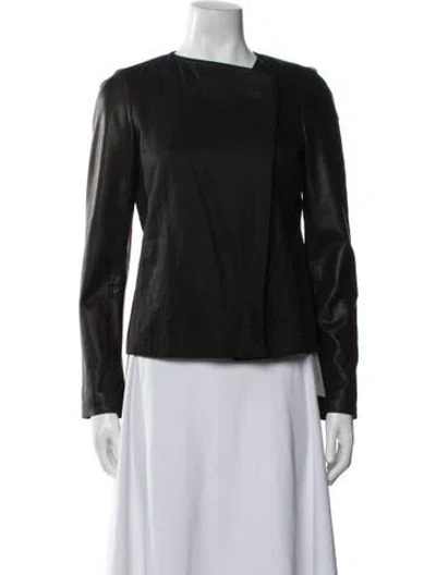 Pre-owned Vince Linen Biker Jacket In Black