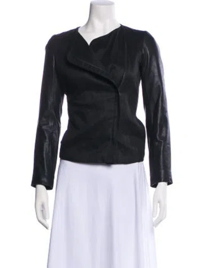 Pre-owned Vince Linen Biker Jacket In Black