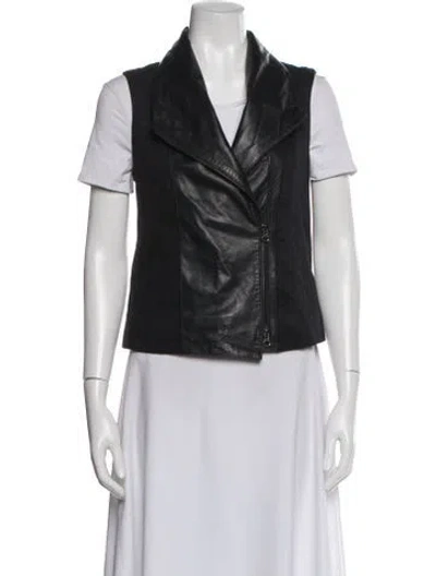 Pre-owned Vince Linen Biker Jacket In Black
