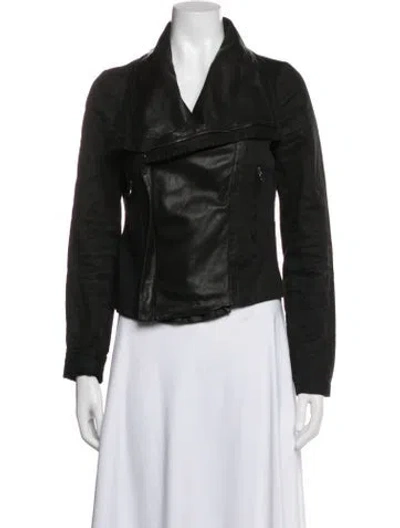 Pre-owned Vince Linen Biker Jacket In Black