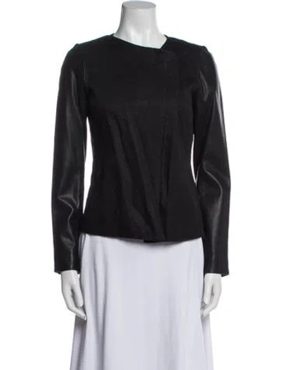 Pre-owned Vince Linen Biker Jacket In Blue