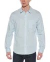 Vince Solid Linen Button Down Shirt In Blue