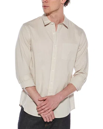 Vince Linen-blend Button-down Shirt In Brown