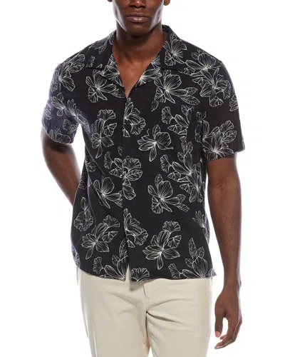 Vince Linen-blend Cabana Shirt In Black