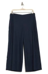 Vince Linen Blend Crop Wide Leg Pants In Navy