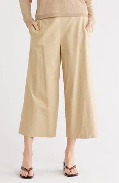 Vince Linen Blend Crop Wide Leg Pants In Neutral
