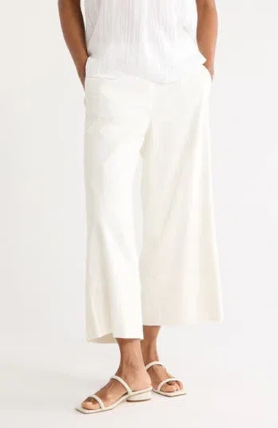 Vince Linen Blend Crop Wide Leg Pants In White