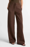 Vince Linen Blend Drawstring Pants In Brown