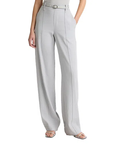 Vince High Waist Pull-on Stretch Linen Blend Pants In Blue