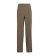 Vince High Waist Pull-on Stretch Linen Blend Pants In Brown