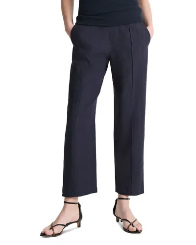 Vince Linen Blend Mid Rise Tapered Pull On Pants In Blue