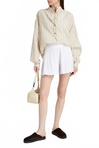 Vince Linen-blend Shorts In White In Multi