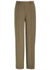 Vince Linen-blend Straight-leg Trousers In Khaki