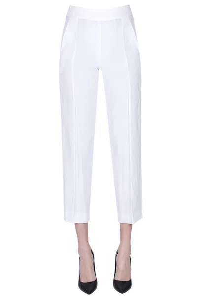 Vince Linen-blend Trousers In Ivory