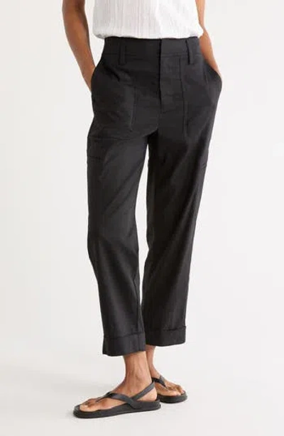Vince Linen Blend Utility Pants In Black