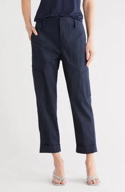Vince Linen Blend Utility Pants In Blue