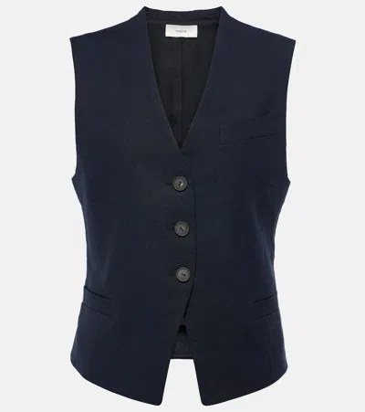 Vince Linen-blend Vest In Marina