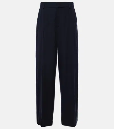 Vince Linen-blend Wide-leg Pants In Black