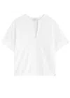 Vince Linen Drawcord-hem Blouse In Optic White In White