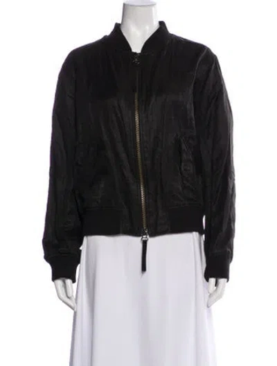 Pre-owned Vince Linen Bomber Jacket In Black