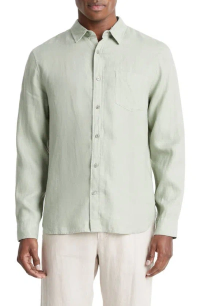 Vince Linen Button-up Shirt In Dried Cactus