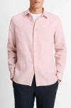 Vince Men's Linen Sport Shirt In Faded Pink
