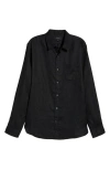 Vince Linen Button-up Shirt In Black
