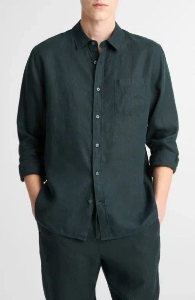 VINCE VINCE LINEN BUTTON-UP SHIRT