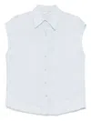 Vince Voile Cap-sleeve Blouse In Blue