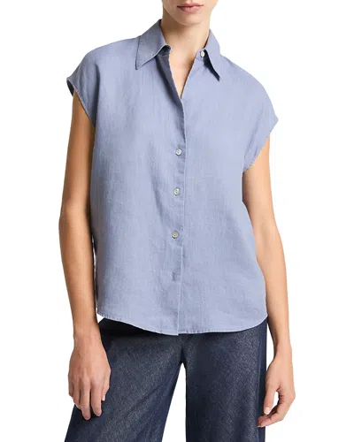 Vince Dolman Sleeve Linen Shirt In Blue