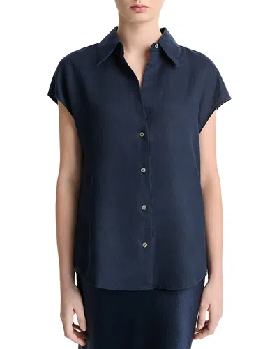 VINCE LINEN CAP SLEEVE SHIRT
