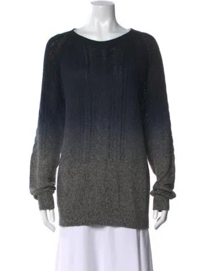 Pre-owned Vince Linen Colorblock Pattern Sweater In Blue