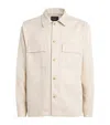 Vince Beige Linen Overshirt With Classic Collar In Neutral