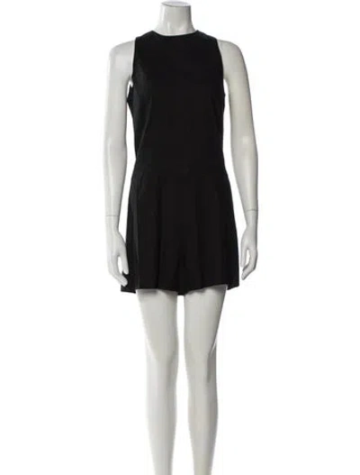 Pre-owned Vince Linen Crew Neck Romper In Black