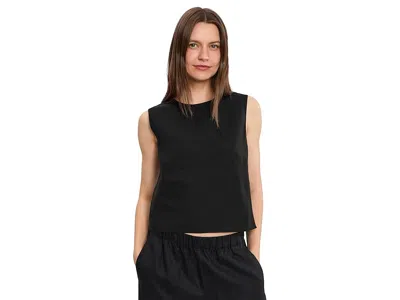 Vince Linen Crew Neck Shell In Black