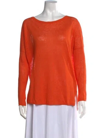 Pre-owned Vince Linen Crew Neck Sweater In Orange