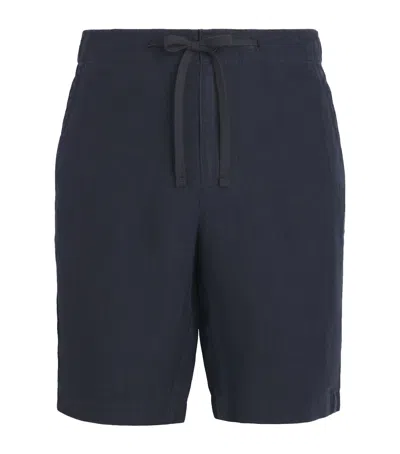 Vince Linen Drawstring Shorts In Blue