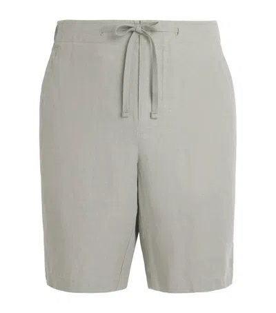 Vince Linen Drawstring Shorts In Green