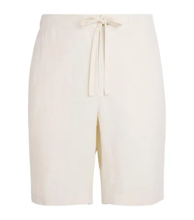 Vince Linen Drawstring Shorts In White