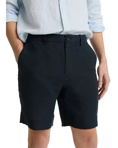 Vince Linen Flap Pocket Shorts In Blue