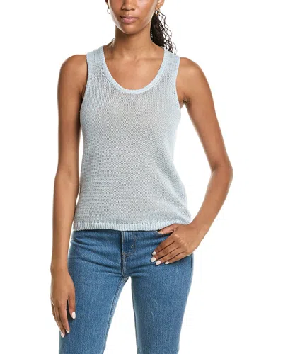 Vince Linen Knit Tank Top In Blue