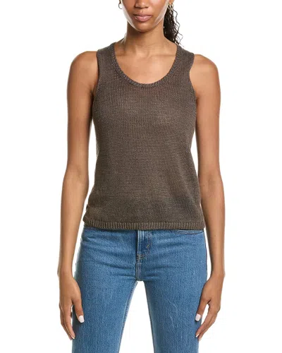 Vince Linen Knit Tank Top In Brown