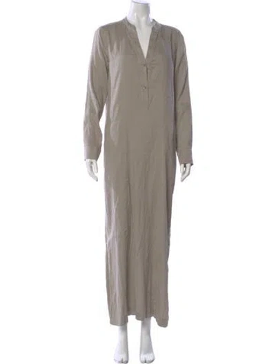 Pre-owned Vince Linen Long Dress In Neutral
