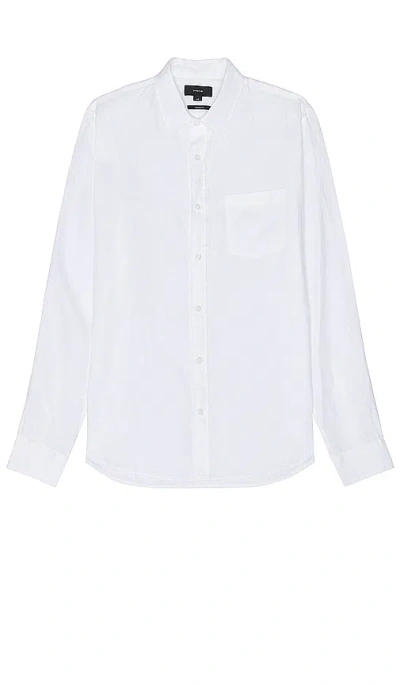 Vince Linen Long Sleeve Shirt In 光纤白