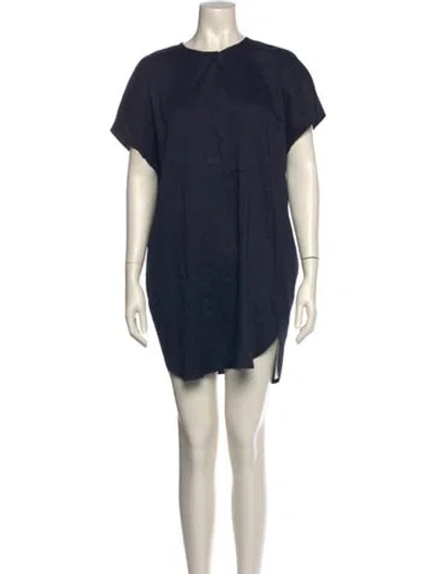 Pre-owned Vince Linen Mini Dress In Blue