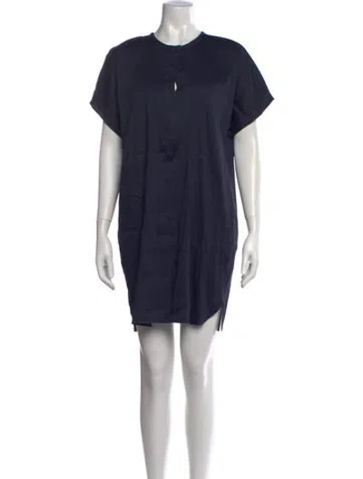 Pre-owned Vince Linen Mini Dress In Blue