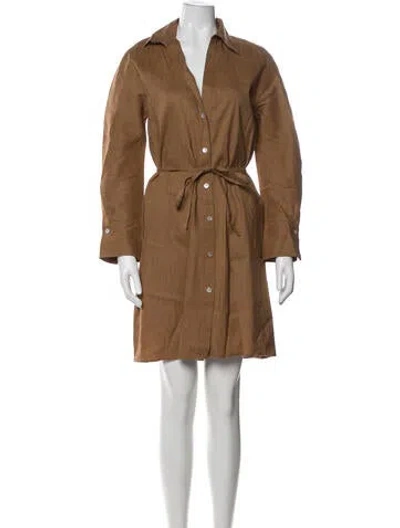 Pre-owned Vince Linen Mini Dress In Brown