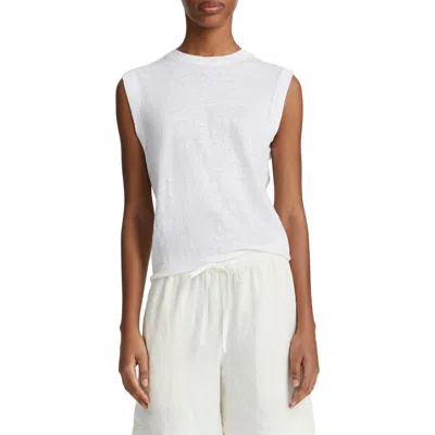 Vince Linen Muscle Tee In Optic White