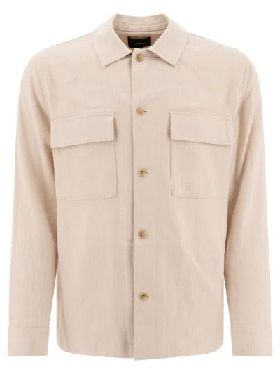 Vince Linen Overshirt In Neutral